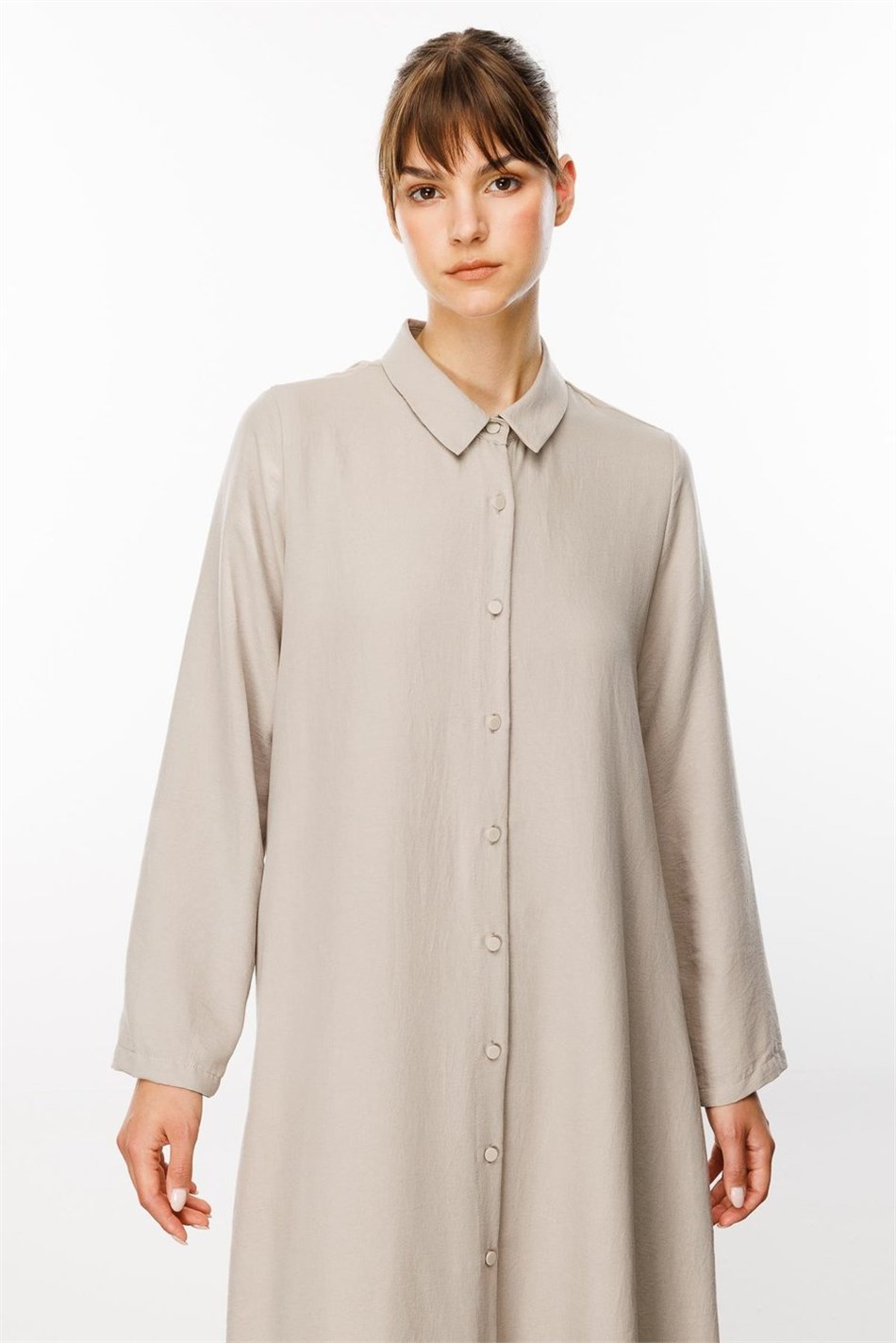 NOUVO DƏSTİ İpək Teksturalı Palto/Dress - Şalvar Dəsti - Daş