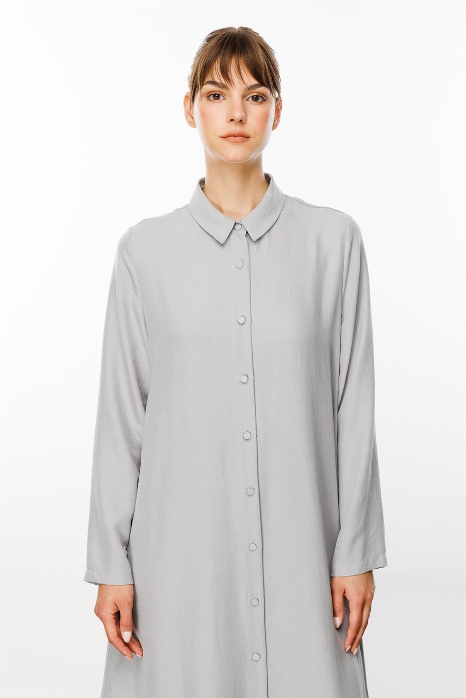 NOUVO SET Zijden textuur jas/jurk - broek set - Grijs