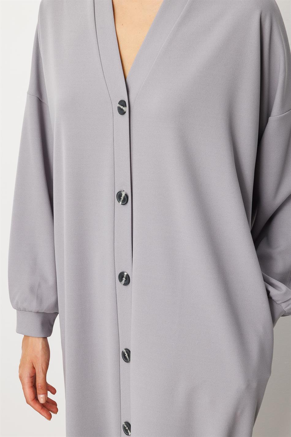 Gebreide crêpestof, sportief en tijdloos (vest/jas) abaya - grijs