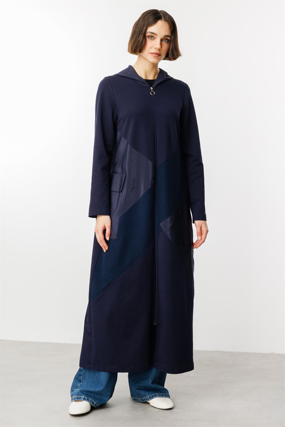 Sportkappe mit Strick- und Taftbesatz – Marineblau
