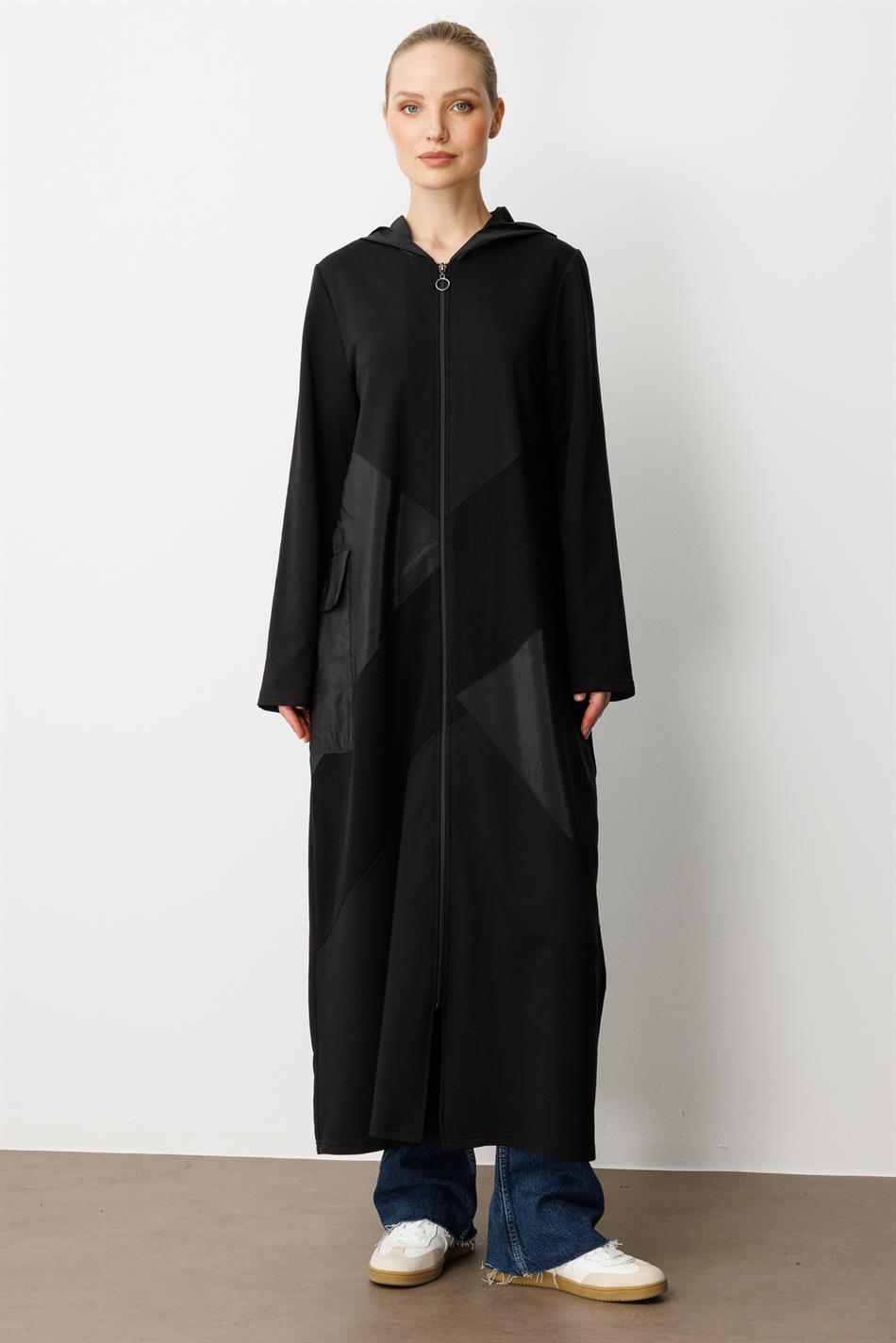 Gebreide en taft sportpet met kruisbies - Zwart