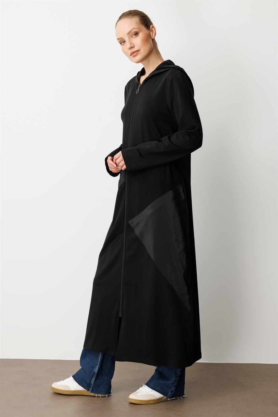 Gebreide en taft sportpet met kruisbies - Zwart