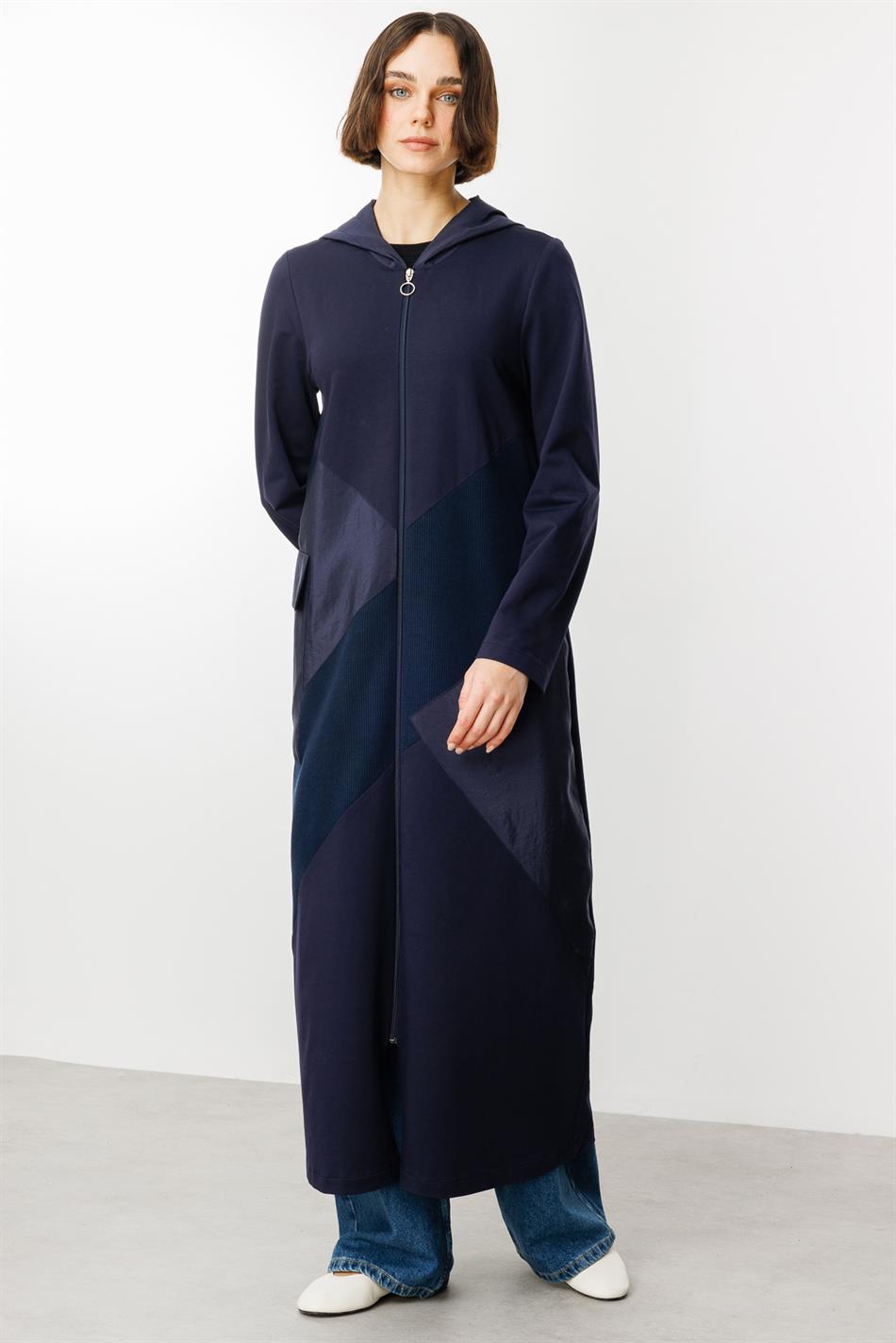 Sportkappe mit Strick- und Taftbesatz – Marineblau