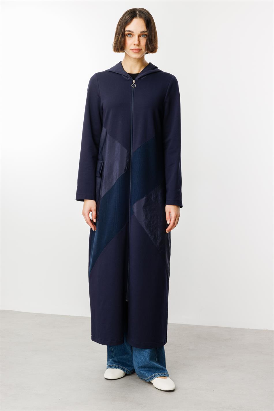 Sportkappe mit Strick- und Taftbesatz – Marineblau