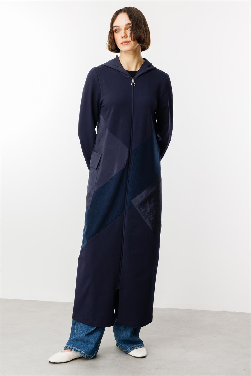 Sportkappe mit Strick- und Taftbesatz – Marineblau