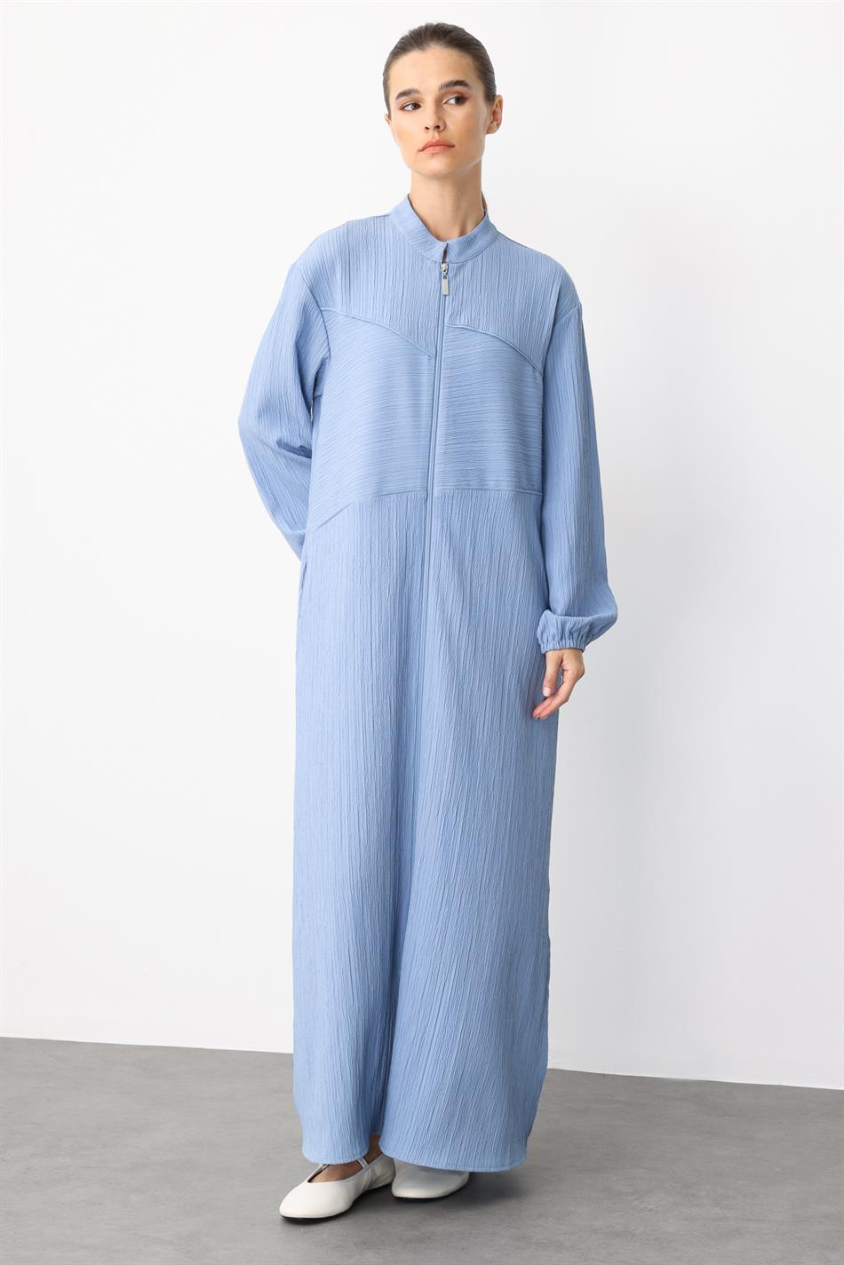Special Woven Fabric Sport Timeless Coat-Abayas-Indigo