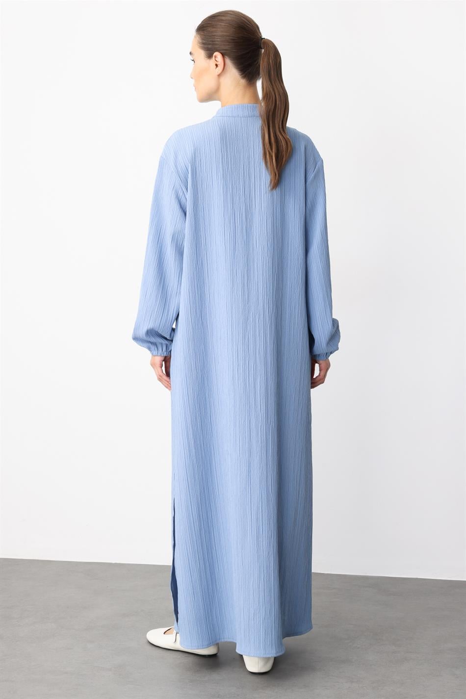 Special Woven Fabric Sport Timeless Coat-Abayas-Indigo