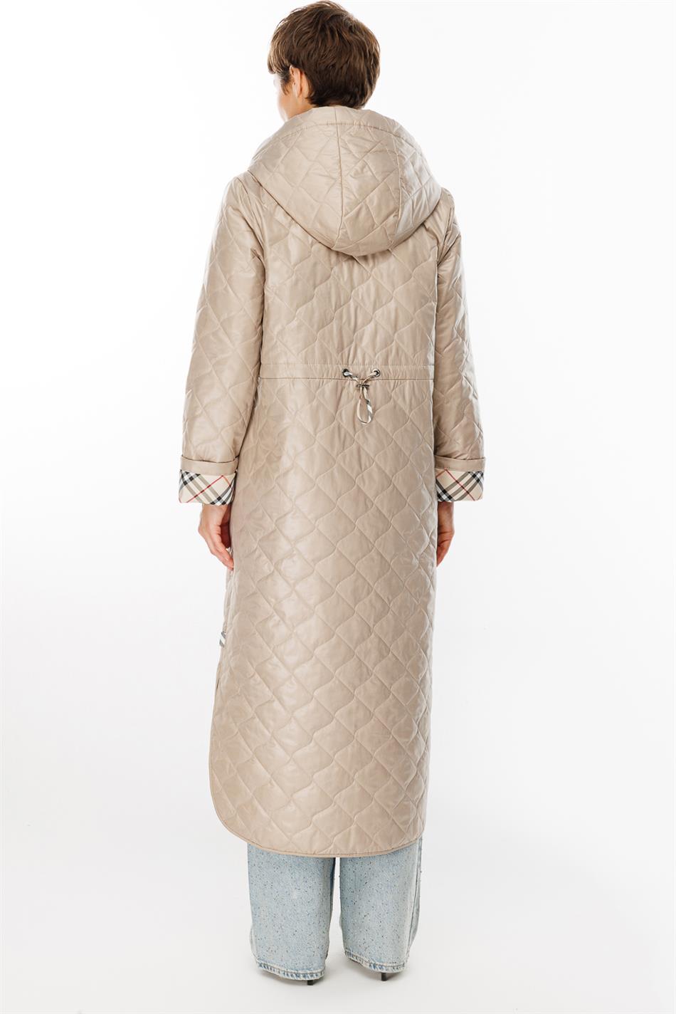 Special Patterned Spring Lightweight Padded Sporty Trench Coat - Stone