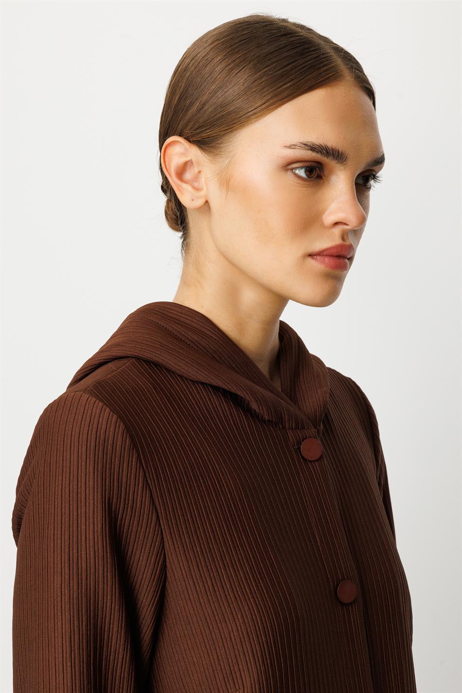 Xüsusi bəzək və ox detalları ilə mövsümi və zamansız idman xəndək paltosu / qəhvəyi, Otto parça ilə astarlı