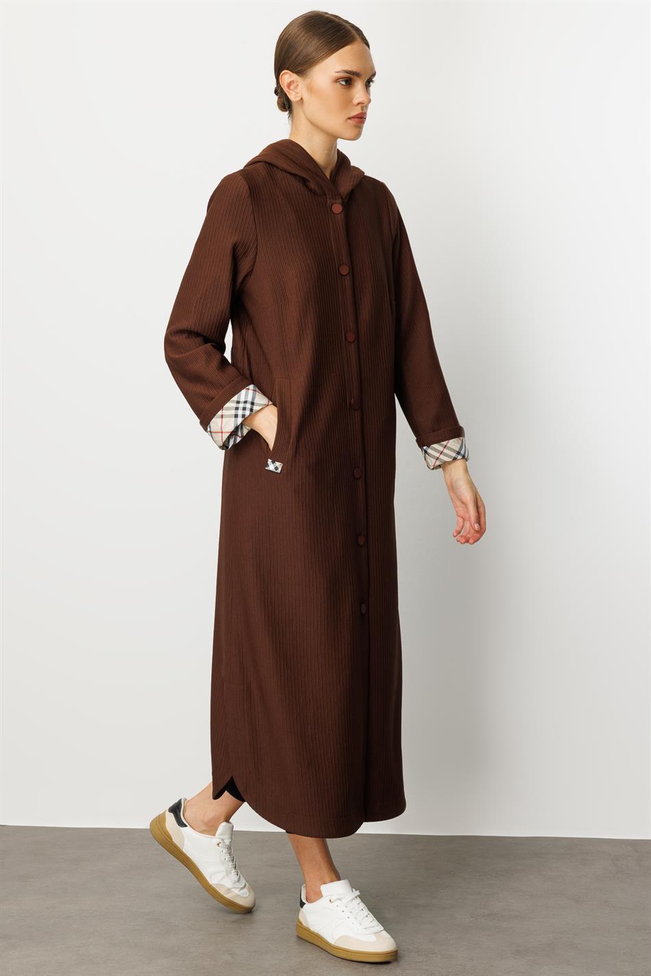 Xüsusi bəzək və ox detalları ilə mövsümi və zamansız idman xəndək paltosu / qəhvəyi, Otto parça ilə astarlı