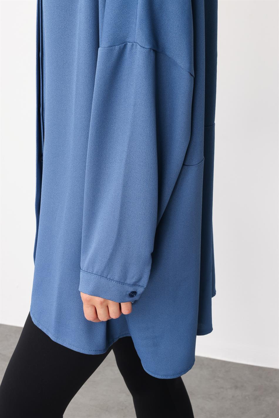 Blouse/tuniek van tijdloze, soepelvallende stof met perfecte pasvorm - Blauw