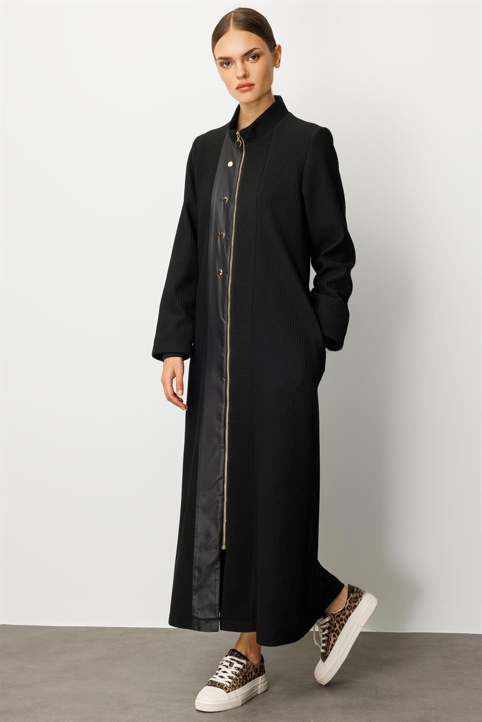 Spezieller Otto-Stoff aus Kunstledermix, gefüttert, mit Accessoires, zeitloser Trenchcoat/Mantel für jede Jahreszeit – Schwarz