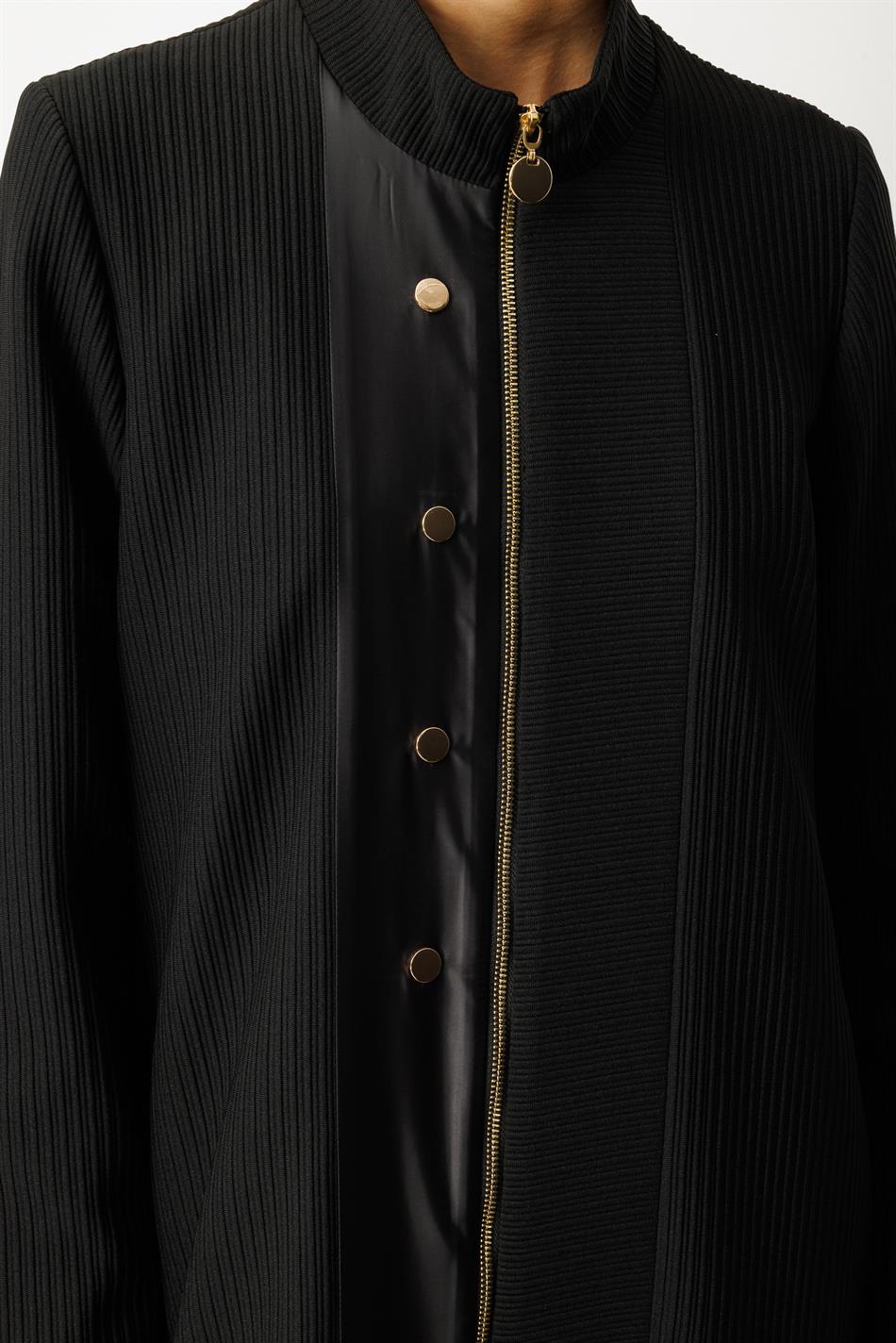 Spezieller Otto-Stoff aus Kunstledermix, gefüttert, mit Accessoires, zeitloser Trenchcoat/Mantel für jede Jahreszeit – Schwarz