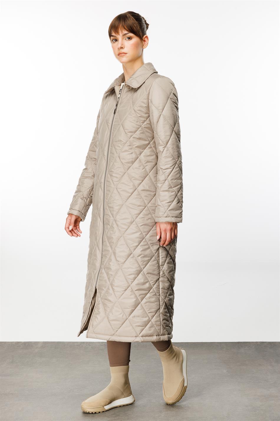 Paris Hafif Elyaf Yalıtımlı Baharlık Trençkot Kap Kaban-Taş