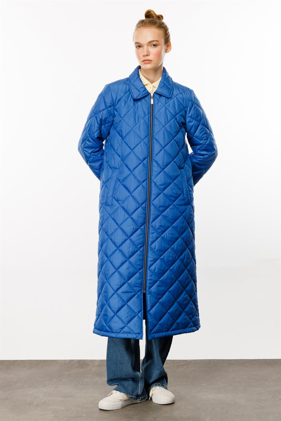 Parijs Light Fiber Geïsoleerde Jas Lente Cap Topper-Blauw