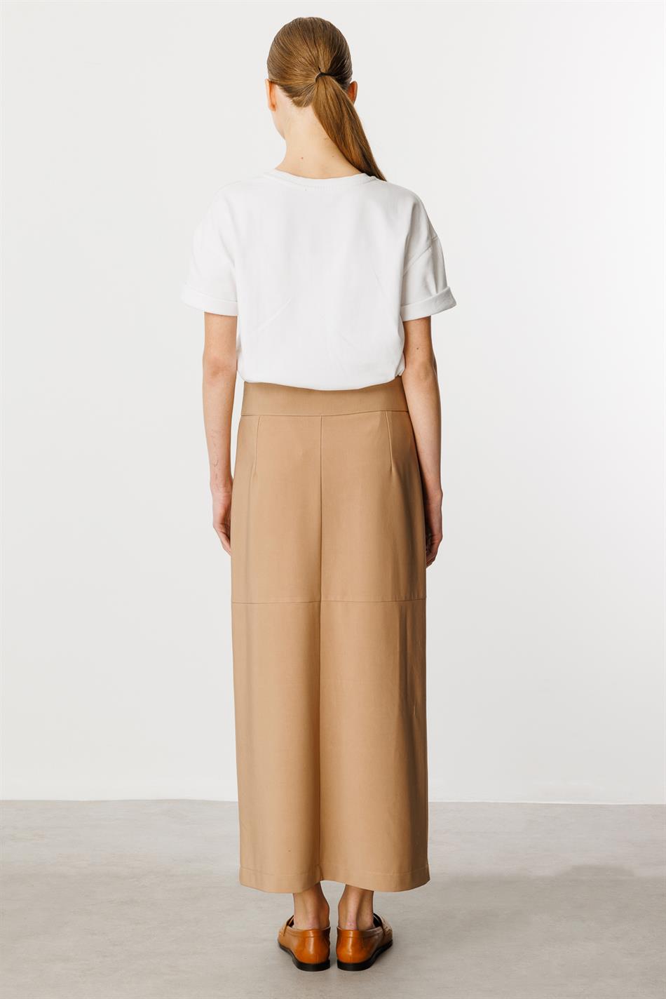 Part-Drawn Fabric Timeless Skirt - Camel