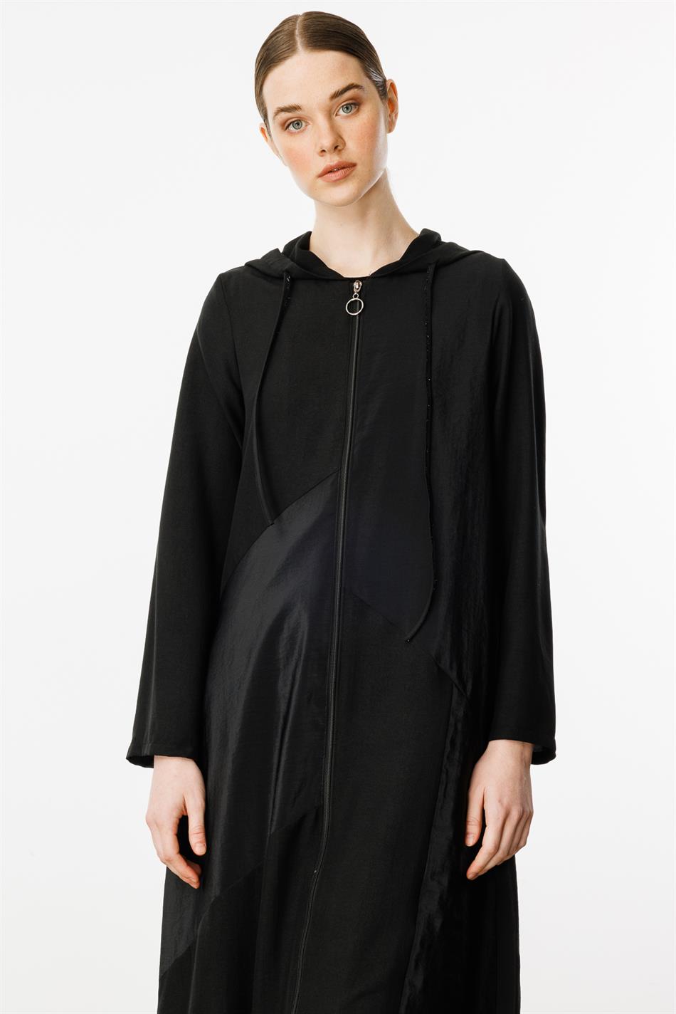 PERCHE Fijne zijden, getextureerde, lichtgewicht abaya - Zwart