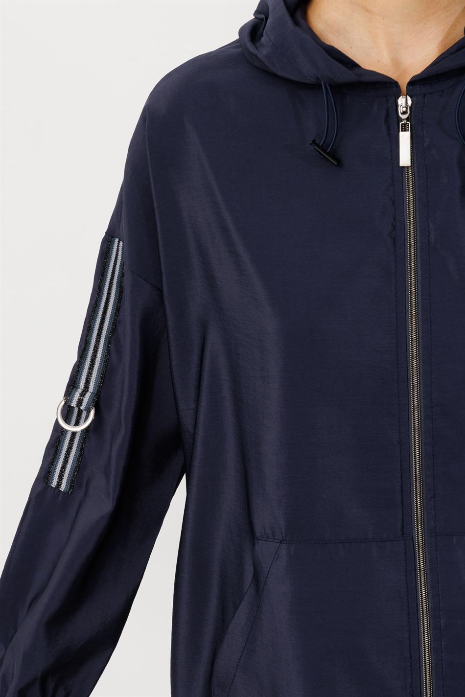 Poly Cupra Sport Orta Uzunluqlu Yaz Trench Palto, Omba Örtüyü / Tünd Göy