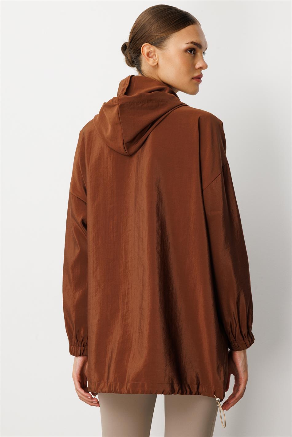 Poly Cupra Sport Orta Uzunluqlu Yaz Trench Palto, Çanta Örtüyü / Qəhvəyi