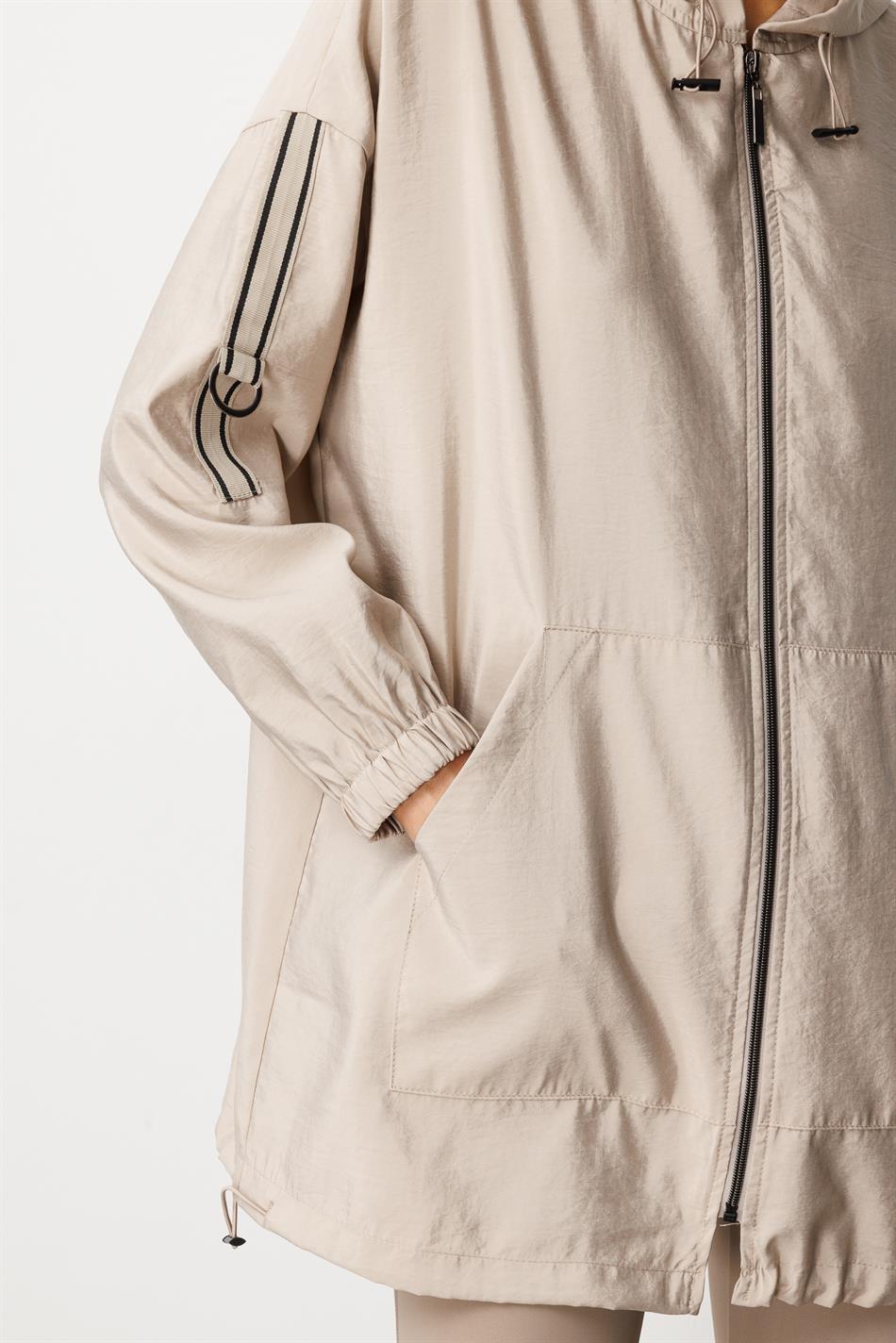 Poly Cupra Sport Mid-Length Spring Trench Coat with Hip Covering / Kap-Taş