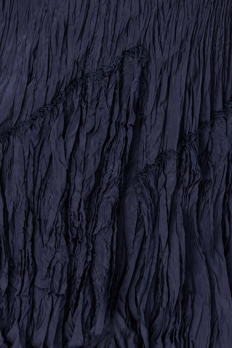 Poly/Cupra Komple Kraş Pilise Detaylı  Beli Lastikli Zamansız Etek-Laci