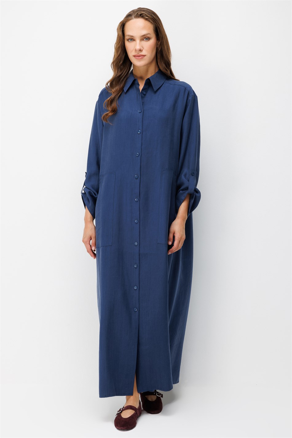 Premium Doğal Akıcı Kumaş Bsc Maxi Tunik Elbise-Laci