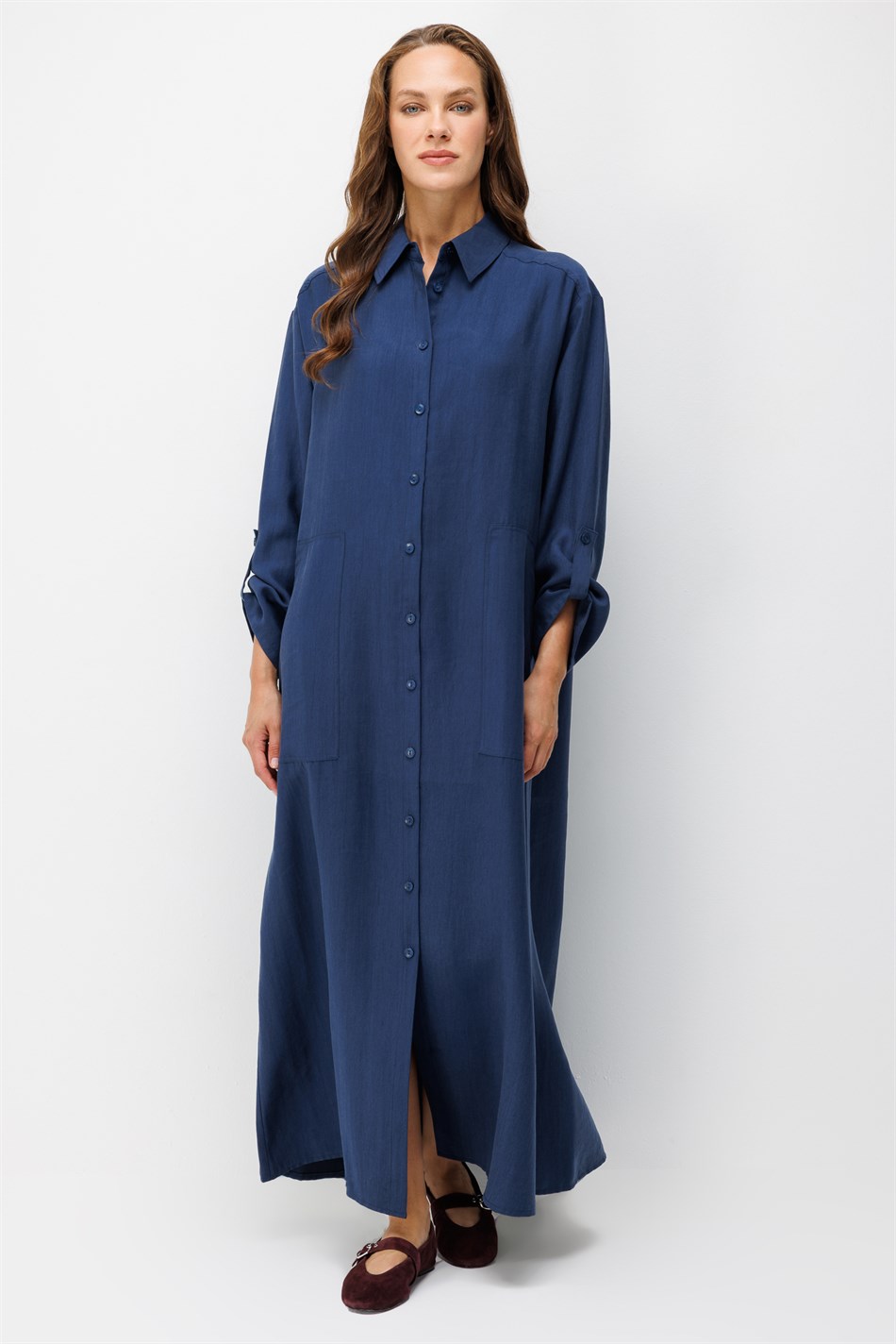 Premium Doğal Akıcı Kumaş Bsc Maxi Tunik Elbise-Laci