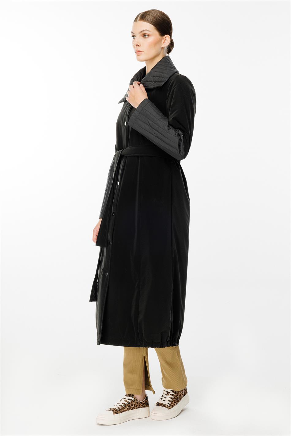 Ray Quilted Detail Special Matte Fabric Padded Sport Coat/Jacket - Black