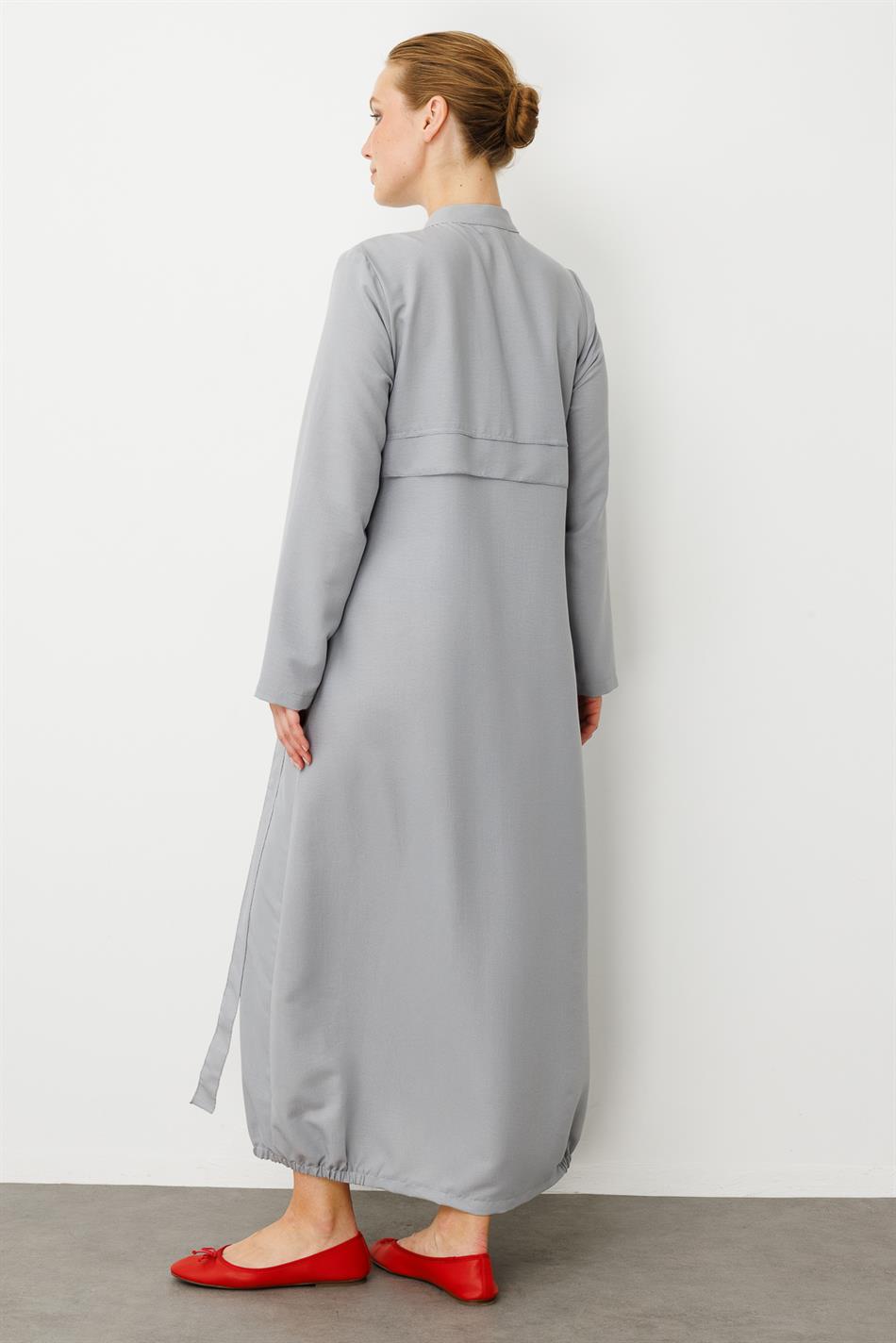 Rouge/ S Piece Hand-Stitched Detail Dress / Cap-Gray