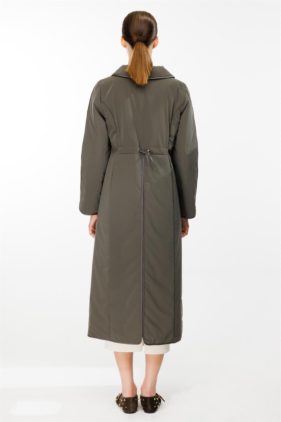 Ruby Fabric and Piping Detailed, Fiber-Filled Timeless Special Coat/Jacket - Smoke Grey (Anthracite)