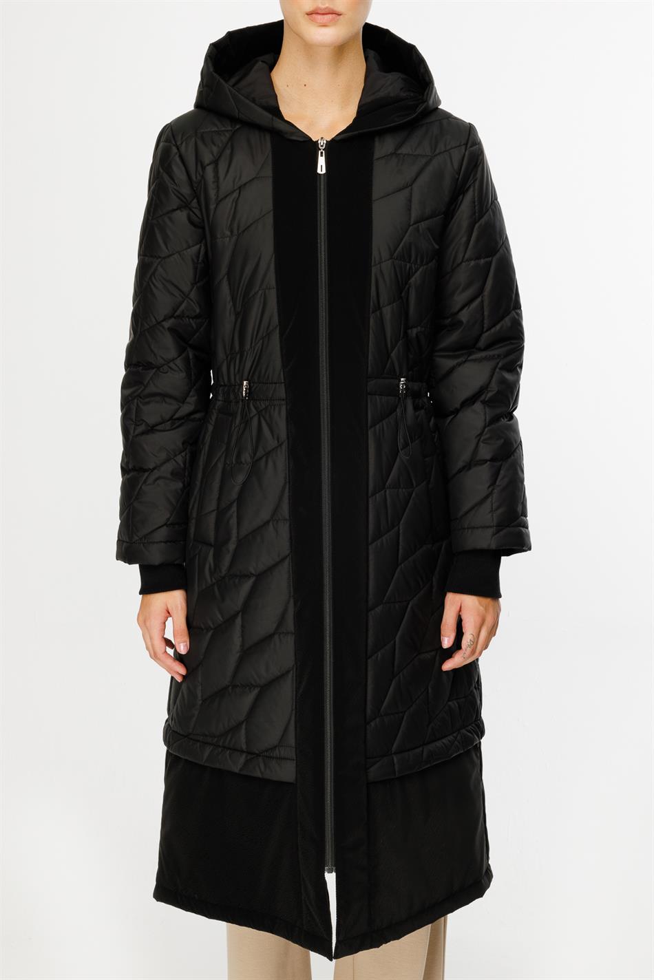 RUBY Leaf Sırınmış Yastıqlı İdman Palto - Qara