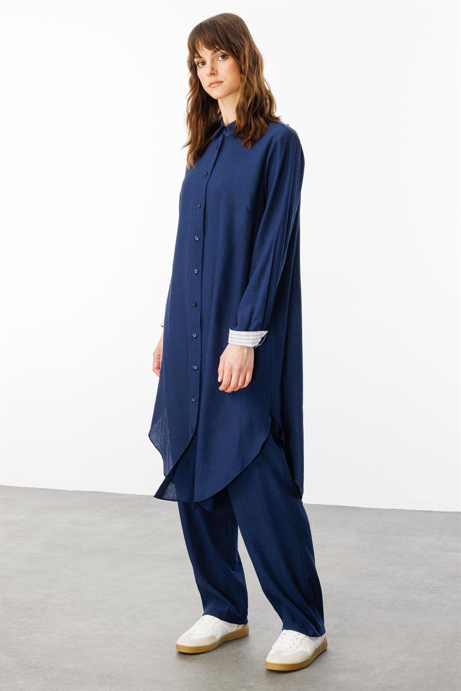Santi Garni Hosen-Set mit Details – Marineblau