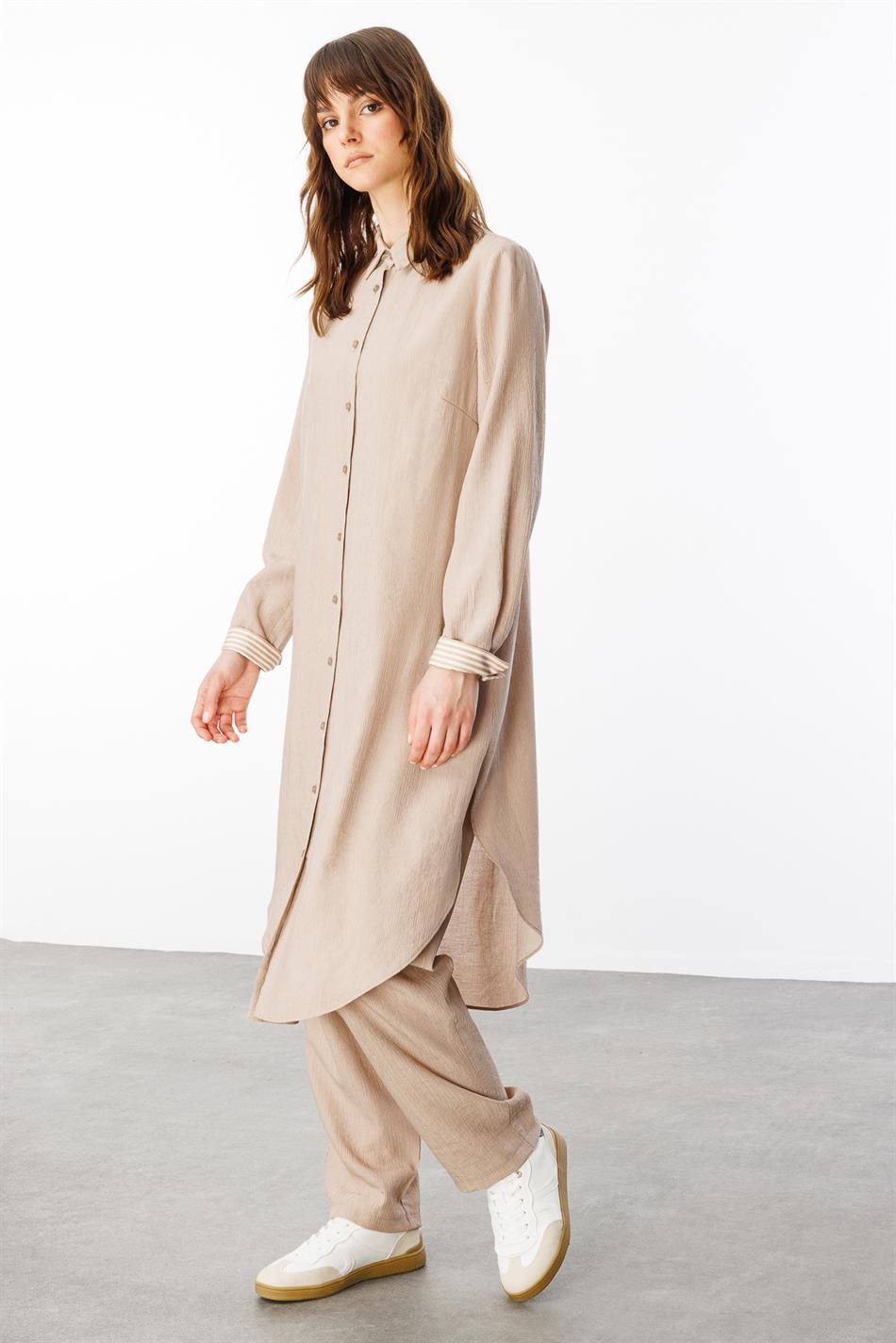 Santi Garni Detailed Trousers Set - Mink