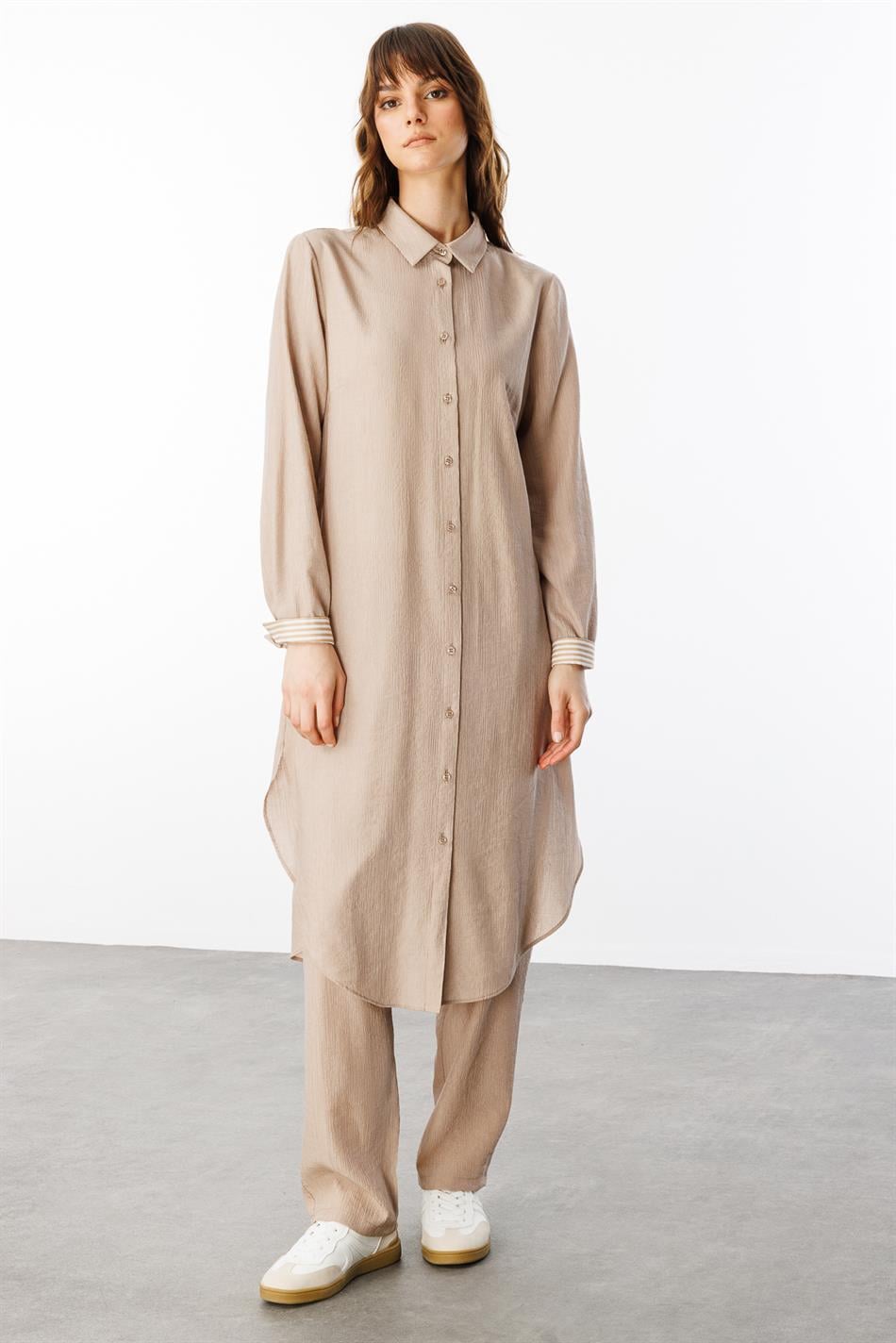 Santi Garni Detailed Trousers Set - Mink