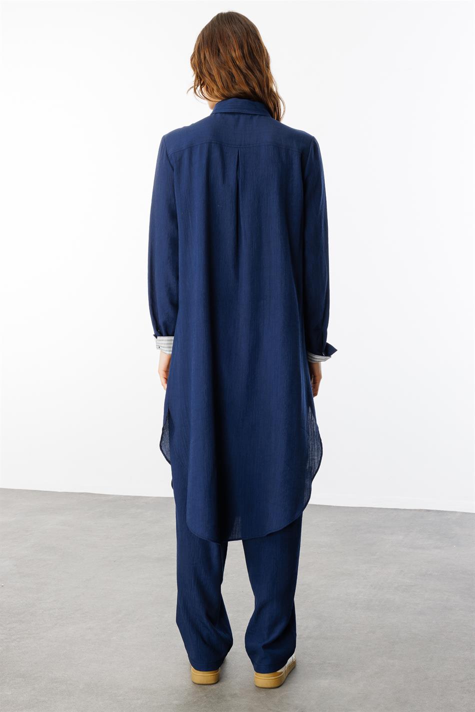Santi Garni Hosen-Set mit Details – Marineblau