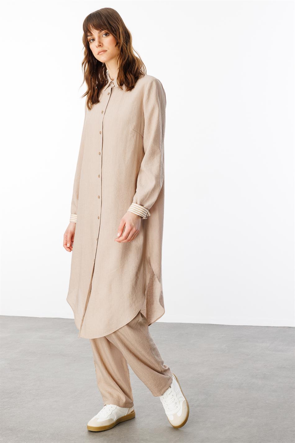 Santi Garni Detailed Trousers Set - Mink