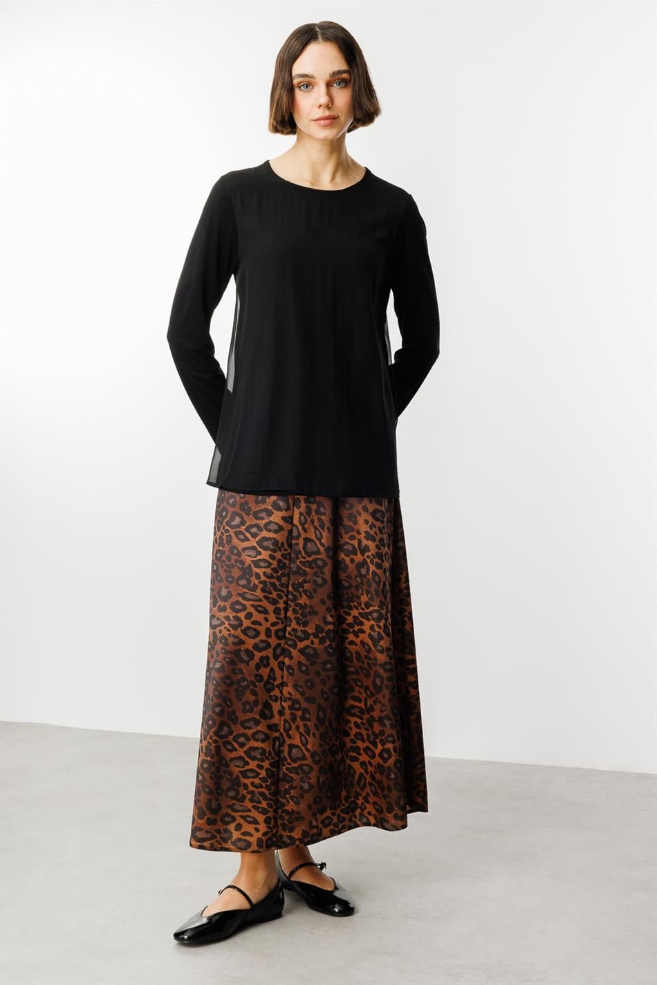 Chiffon blouse en rok met luipaardprint - LEOPARD