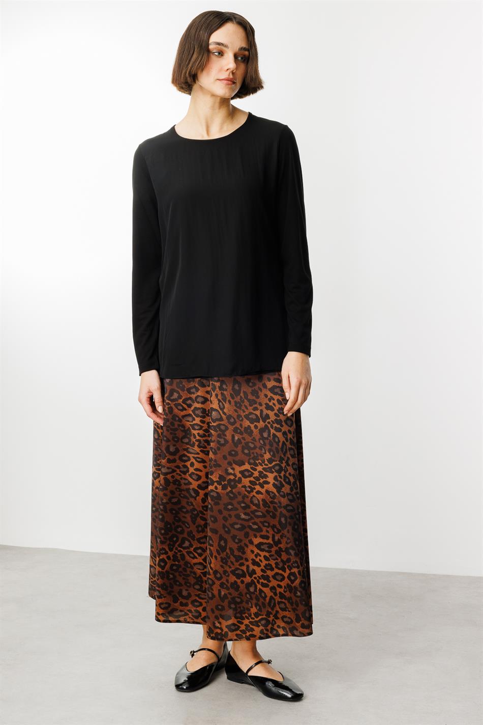 Chiffon blouse en rok met luipaardprint - LEOPARD