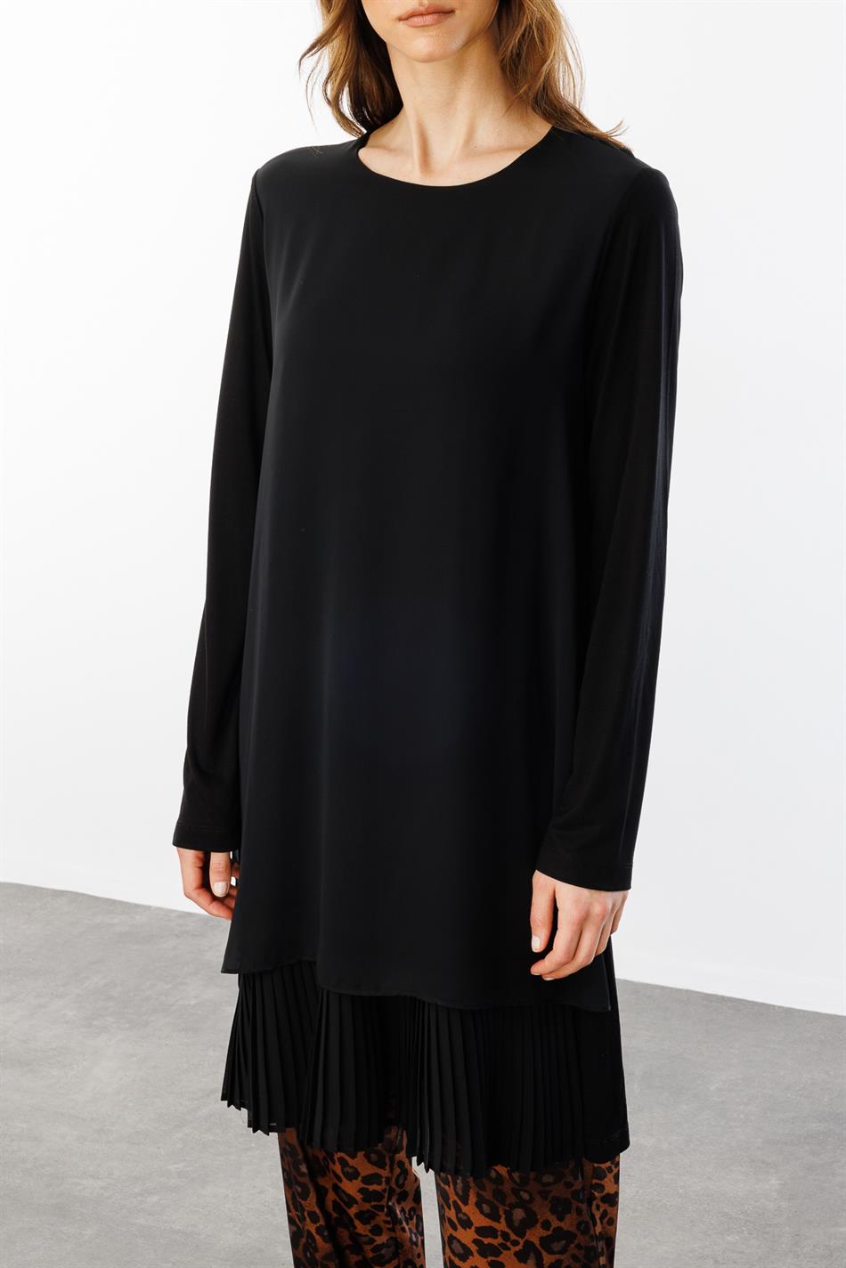 Chiffonbluse und Leopardenmuster-Hose im Set – Leopardenmuster