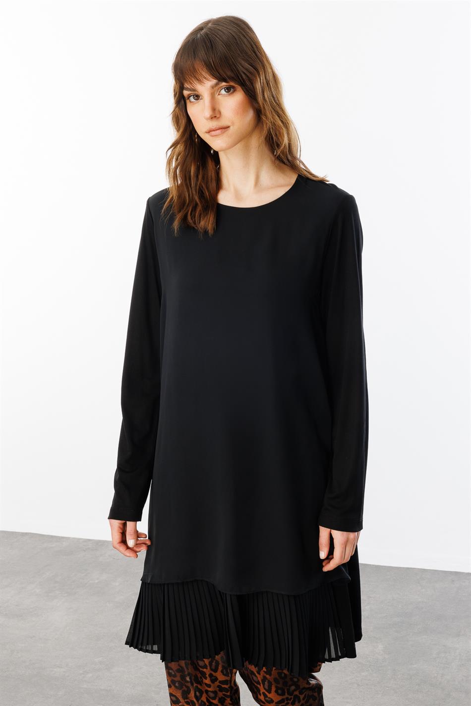 Chiffonbluse und Leopardenmuster-Hose im Set – Leopardenmuster