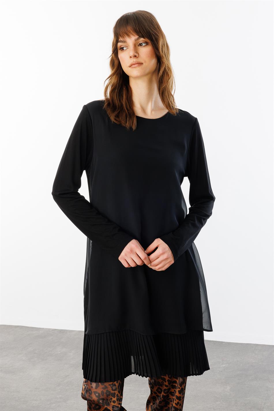 Chiffonbluse und Leopardenmuster-Hose im Set – Leopardenmuster