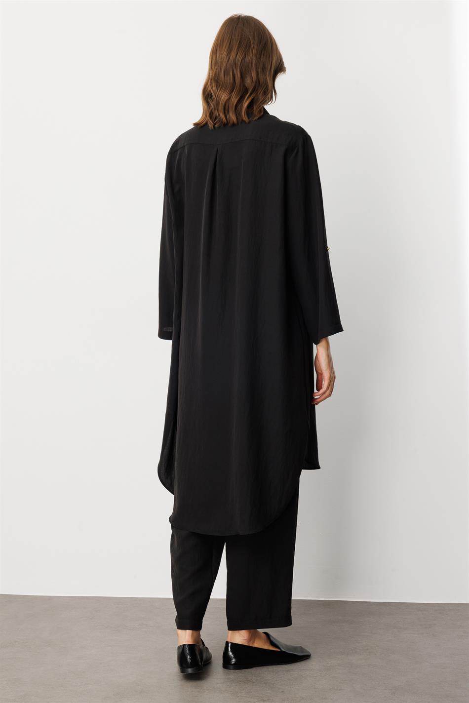 Yumşaq Modal (75% Miselyar) Tunika və Şalvar Dəsti - Qara