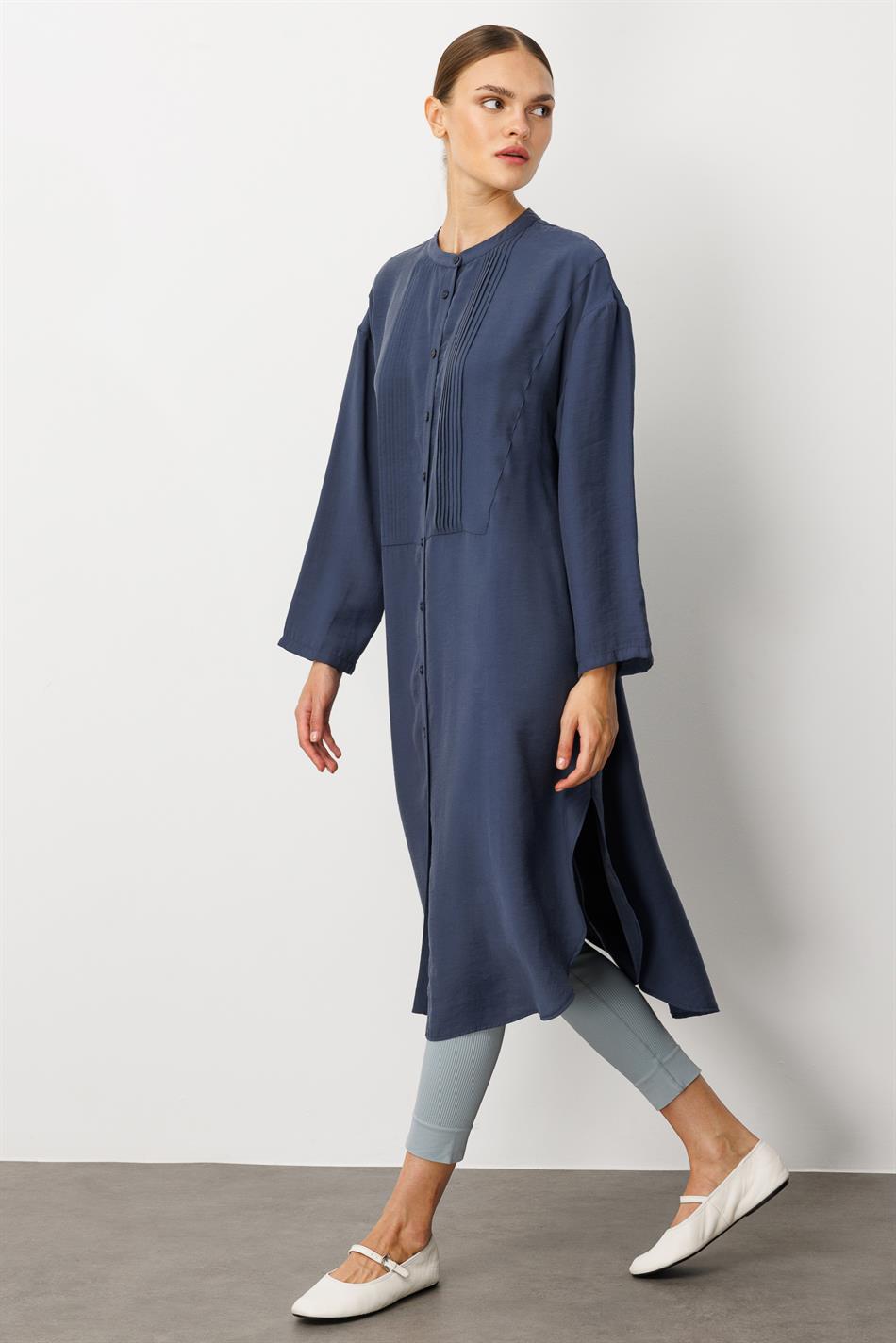 Soft Modal (%90) İçerikli Pili Kırımlı Detay Kap Ferace-Laci