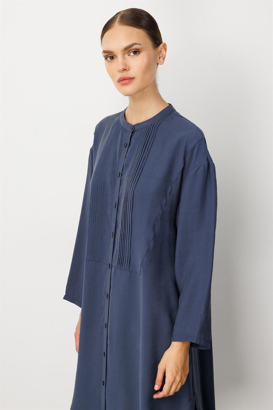 Soft Modal (%90) İçerikli Pili Kırımlı Detay Kap Ferace-Laci