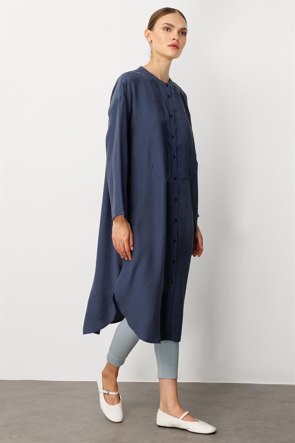 Soft Modal (%90) İçerikli Pili Kırımlı Detay Kap Ferace-Laci