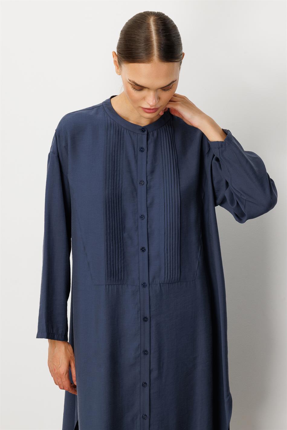 Soft Modal (%90) İçerikli Pili Kırımlı Detay Kap Ferace-Laci