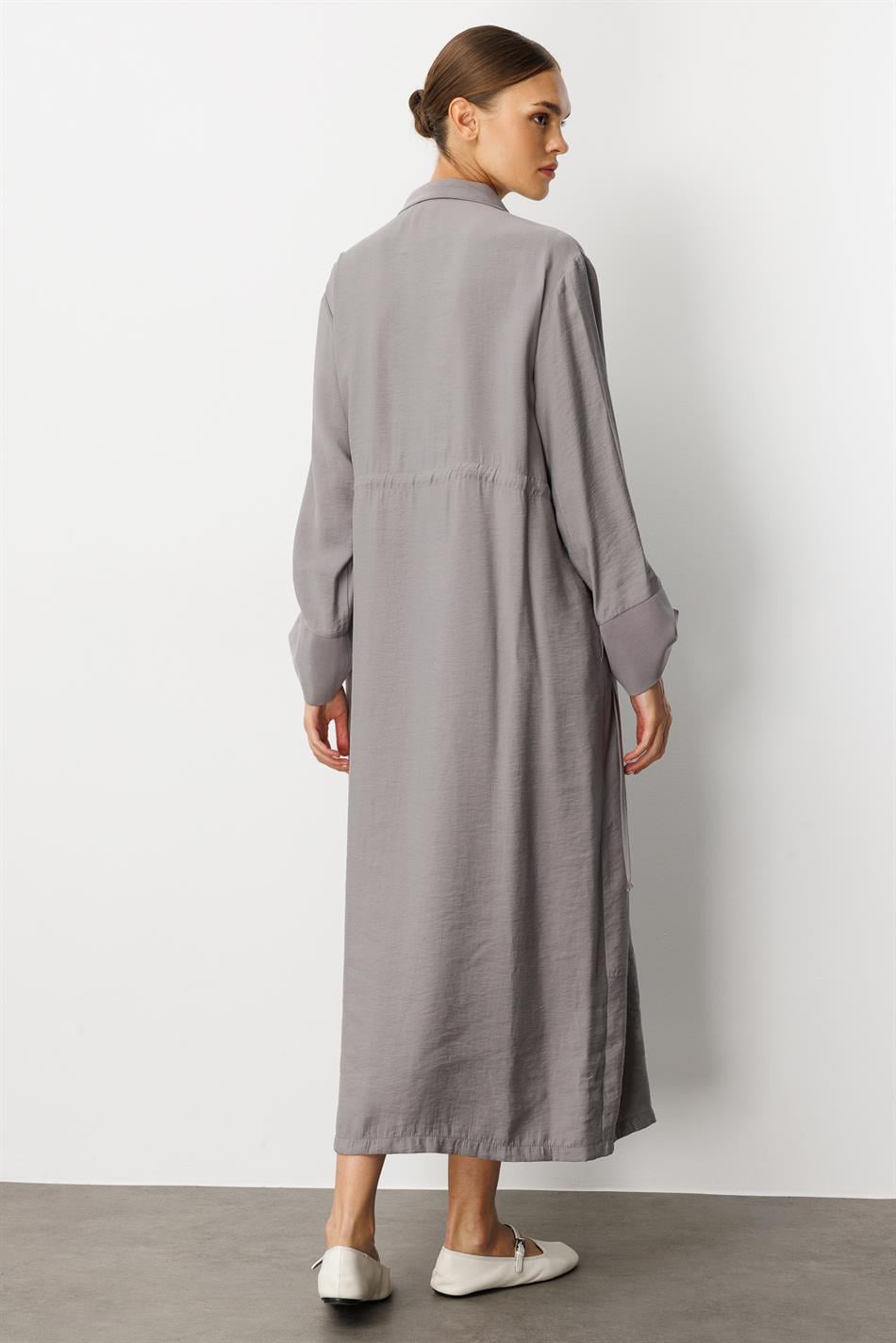 Soft Modal (%90 miccell doğal ) Garni Detay Kap/ Ferace-Gri