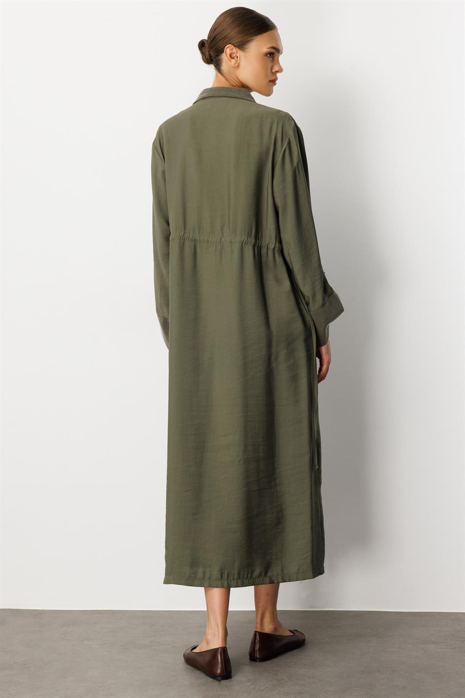 Soft Modal (%90 miccell doğal ) Garni Detay Kap/ Ferace-Haki