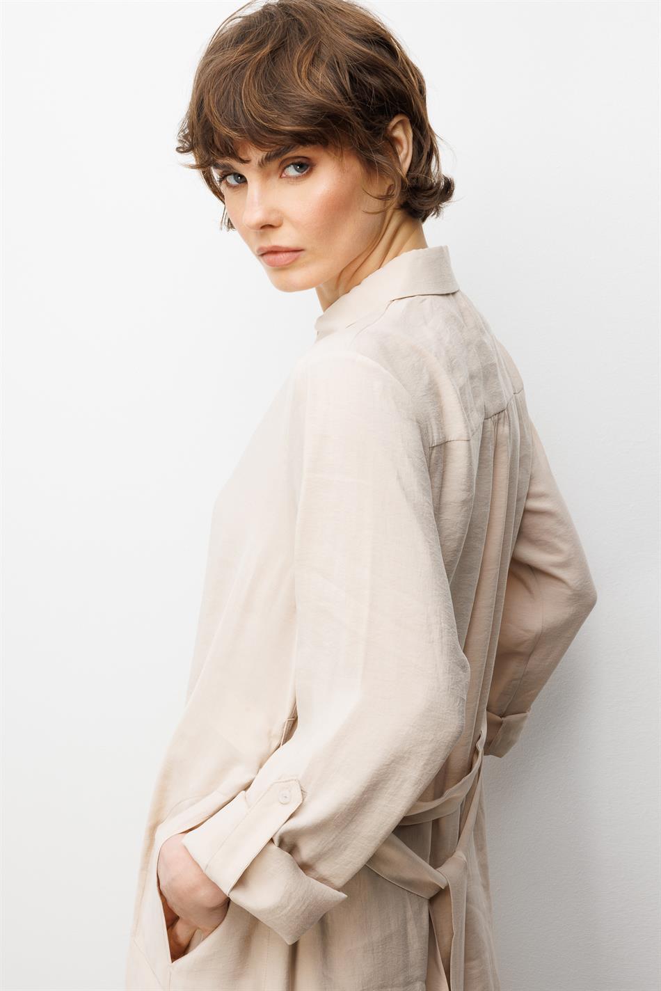 Soft Modal (elbise) Tunik ve Pantolon Kombin Takım-Krem