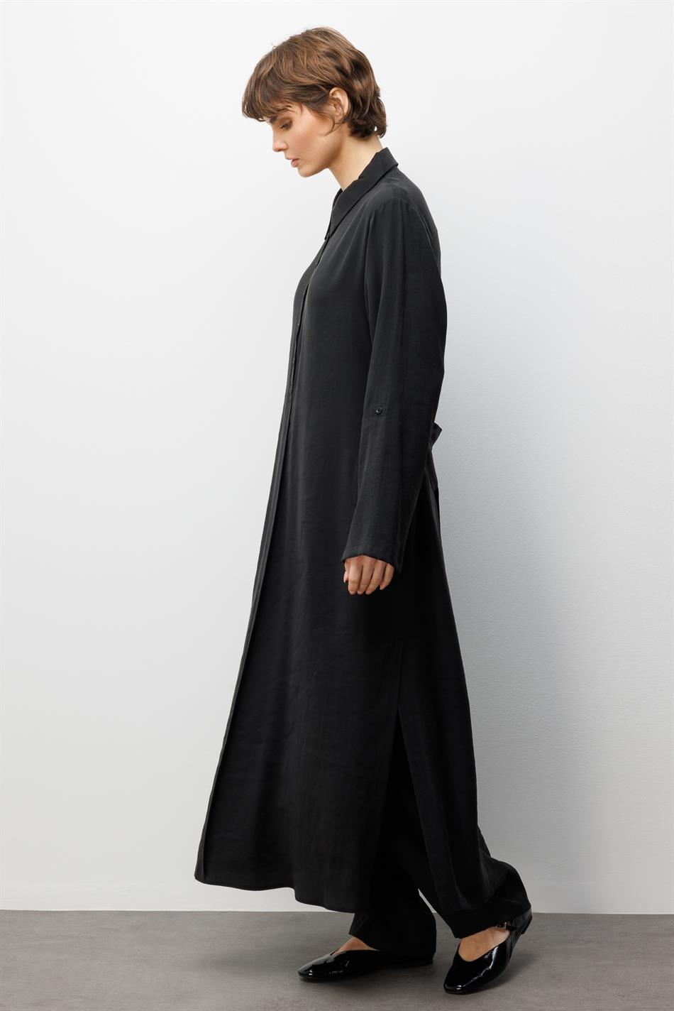 Soft Modal (elbise) Tunik ve Pantolon Kombin Takım-Siyah